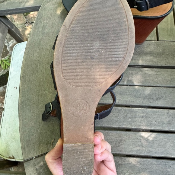 Lucky Brand Marinaa Black Leather Wedge Sandals – Size 8 -- 90s Y2K Chunky Retro - Picture 8 of 8